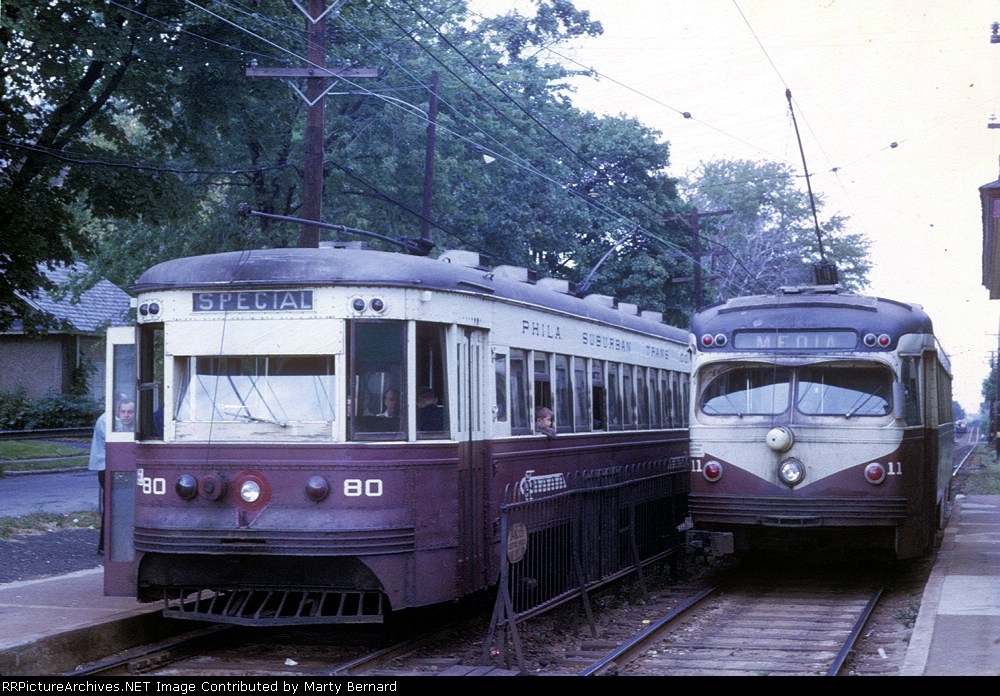 Philadelphia Suburban Transportation Company 80 and 11 at Drexel Hill